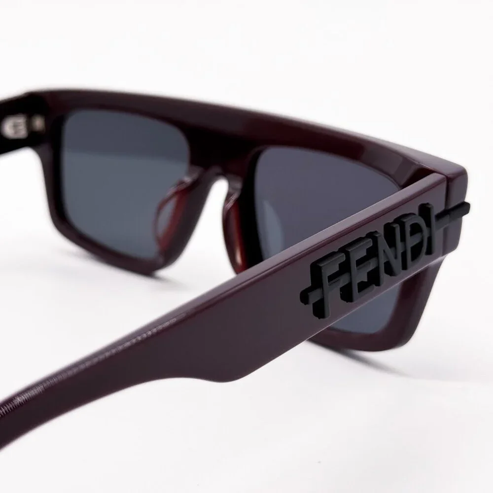 NEW FENDI FE40091U 69A BORDEAUX GREY SQUARE MEN SUNGLASSES FENDI
